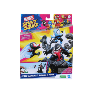 Marvel Stunt Squad Villain Knockdown Playset with Spider-Man, Miles Morales, and Venom
