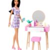 Barbie Furniture & Accessories Set, Doll House D?cor, 10+ Pieces For Vanity Including Stand with Mirror - Image 4