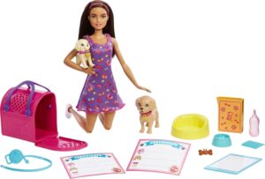 Barbie Pup Adoption Doll & Accessories Set with Color-Change