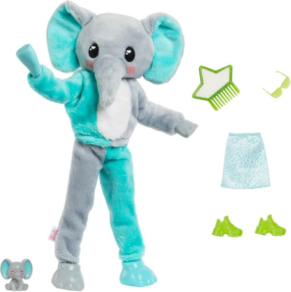 Barbie Cutie Reveal Fashion Doll, Jungle Series Elephant Plush Costume - Image 5