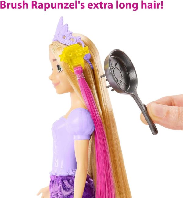 Mattel Disney Princess Rapunzel Fashion Doll With 2 Color-Change Hair Extensions & 10 Hairstyling-Pieces - Image 3