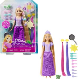 Mattel Disney Princess Rapunzel Fashion Doll With 2 Color-Change Hair Extensions & 10 Hairstyling-Pieces