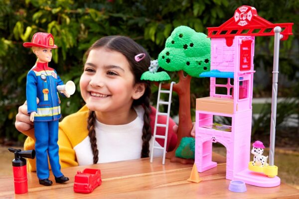 Barbie Careers Firefighter Doll & Playset with Fire Station & Tree - Image 3