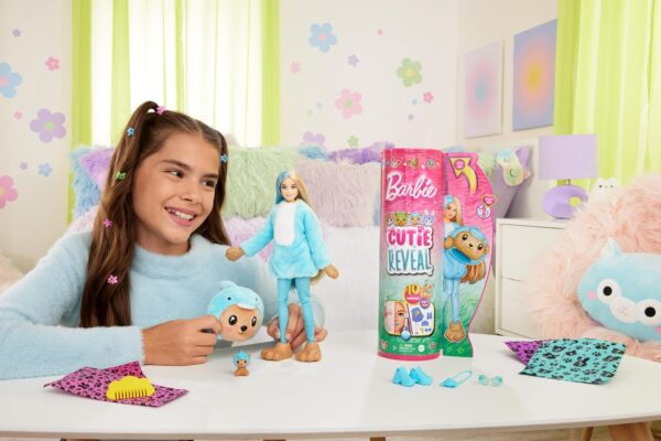Barbie Cutie Reveal Doll & Accessories with Animal Costume & 10 Surprises Including Color Change, Teddy Bear - Image 3