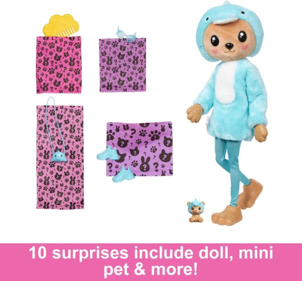 Barbie Cutie Reveal Doll & Accessories with Animal Costume & 10 Surprises Including Color Change, Teddy Bear - Image 4