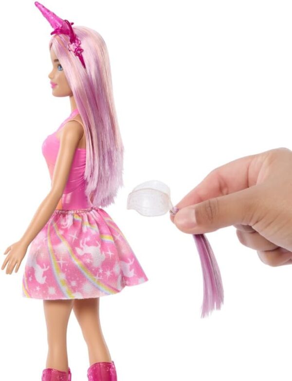 Barbie Unicorn Doll with Pink Fantasy Hair, Colorful Pink & Orange Outfit & Unicorn-Themed - Image 3