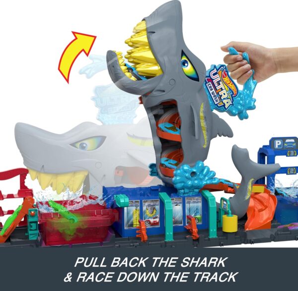 City Toy Car Track Set, Ultra Shark Car Wash with 1:64 - Image 3