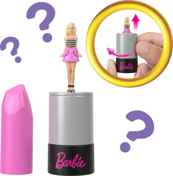 Mini BarbieLand Fashionistas Dolls, 1.5-inch Dolls in Lipstick Tube - Image 4