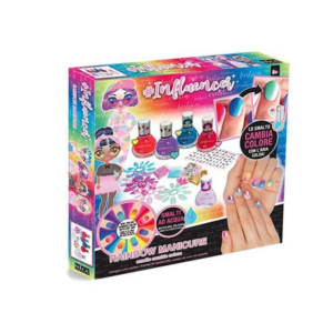 Influencer rainbow manicure