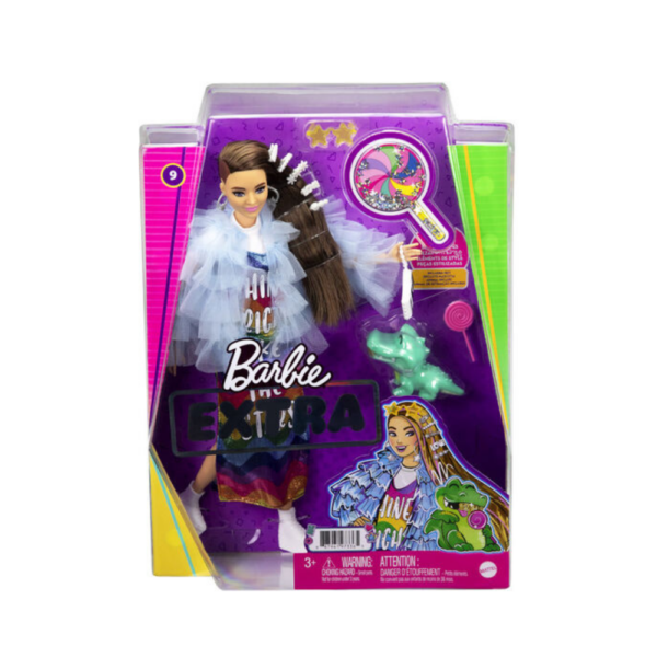 Barbie Extra Doll In Blue Ruffled Jacket with Pet Crocodile - Image 2
