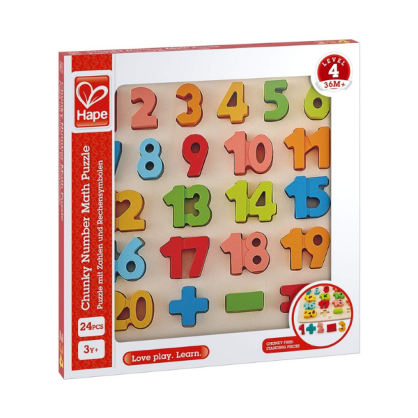 Chunky Number Educational Wooden Puzzle - 24pcs