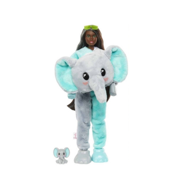 Barbie Cutie Reveal Fashion Doll, Jungle Series Elephant Plush Costume - Image 2