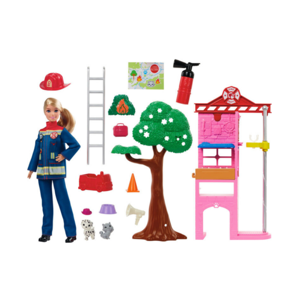 Barbie Careers Firefighter Doll & Playset with Fire Station & Tree - Image 2