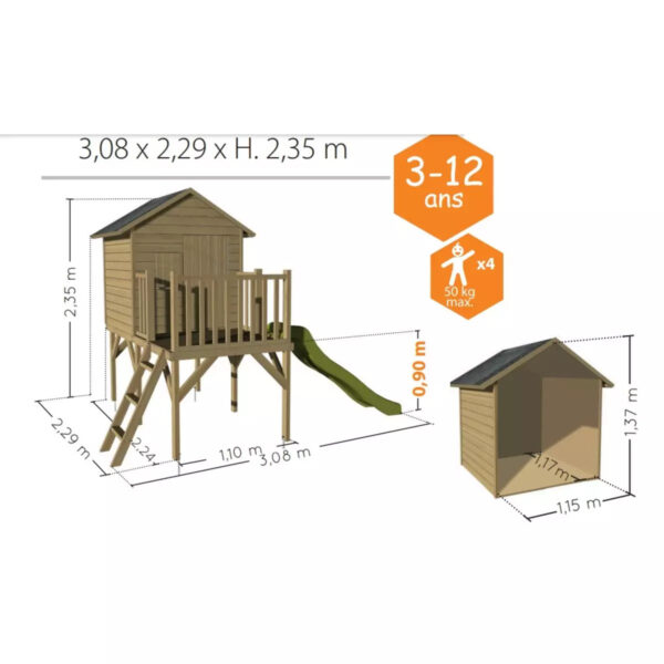 Wooden Cabin For Children With Slide - Image 2