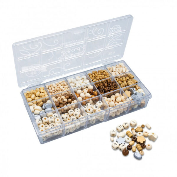 Box of Wooden Beads Natural - Image 2