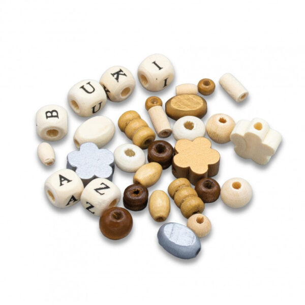 Box of Wooden Beads Natural - Image 3