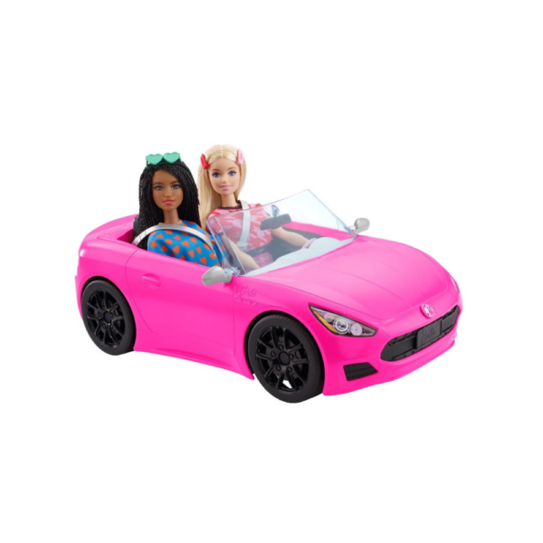 Barbie Toy Car, Bright Pink Doll-Sized Convertible with 2 Seats - Image 2