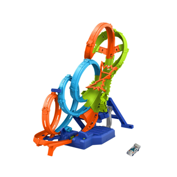Action 4-Loop Crash Out Track Set with Motorized Booster  1:64