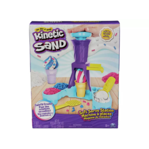 Kinetic Sand, Soft Serve Station, 14oz of Play Sand (Blue, Pink & White)