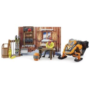 Mountain Resort + Miniature Figurine And Snowmobile