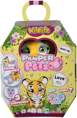 Pamper Petz Tiger, With Drinking And Wet Function, Toy Tiger For Children From 3 Years, Tiger To Play, With Surprise And Magic Paw Animal Baby