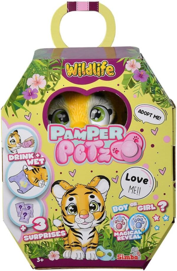 Pamper Petz Tiger, With Drinking And Wet Function, Toy Tiger For Children From 3 Years, Tiger To Play, With Surprise And Magic Paw Animal Baby