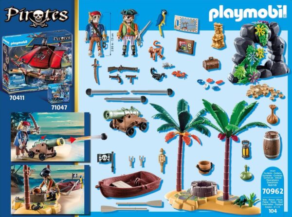 Pirates Promo Pack Pirate Treasure Island with Rowboat - Image 4