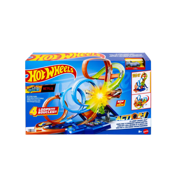 Action 4-Loop Crash Out Track Set with Motorized Booster  1:64 - Image 2