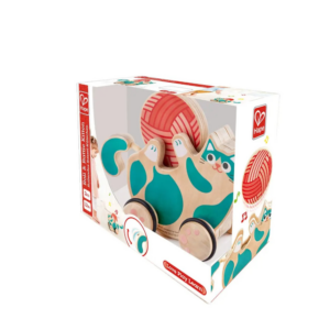 2-in-1 Wooden Pull-Along Roll & Rattle Kitten