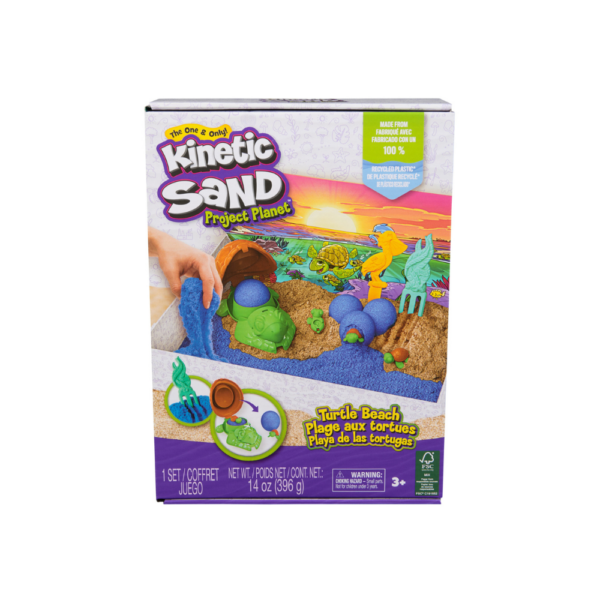 Kinetic Sand, Project Planet Turtle Beach, 14oz Play Sand, Tools & Molds