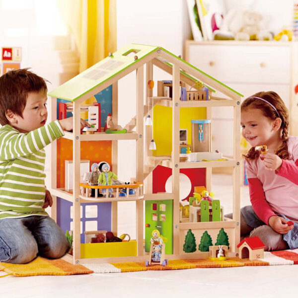 Wooden 4 Seasons Dollhouse with Furniture - Image 3