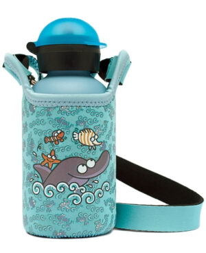 Kukuxumusu Inox 350ml Liquid Thermos & Delfin Neopren Case - Blue