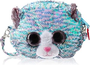 Blue Cat Sequin Wristlet Purse