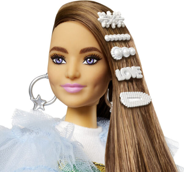 Barbie Extra Doll In Blue Ruffled Jacket with Pet Crocodile - Image 4