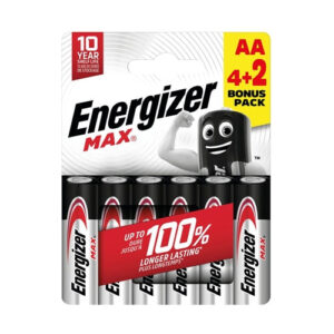 Energizer Max AA Batteries 4 + (2 Free)