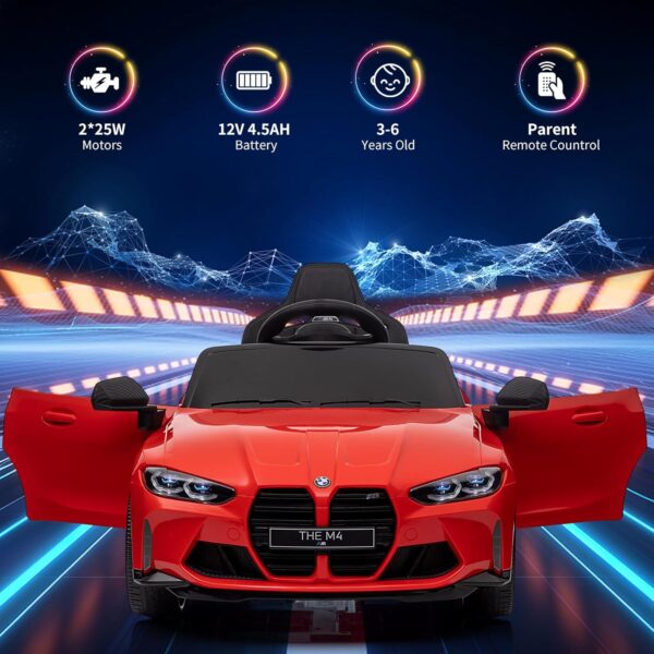 12V Electric Ride On Car W/Rc,Licensed By Bmw M4 Toddler Electric Vehicle - Image 2