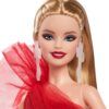 Barbie Signature Doll, 2024 Holiday Barbie Blonde Fashion Doll Wearing Gown with Plaid Skirt - Image 3