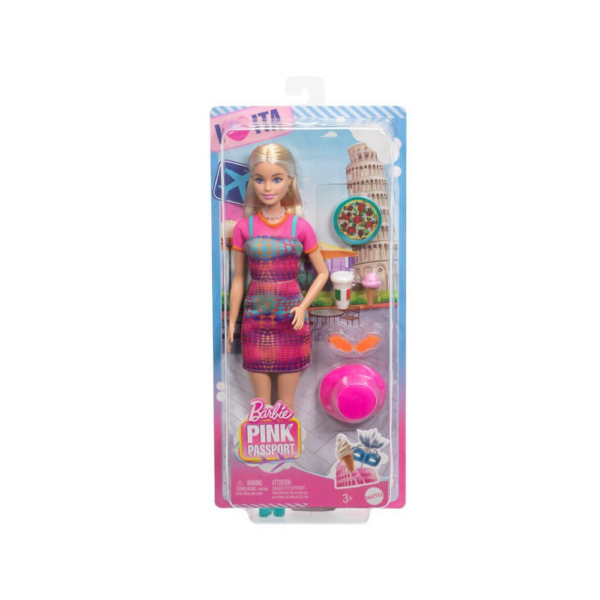 Barbie Pink Passport Italy Doll Set with Clothes & Travel Accessories - Image 2