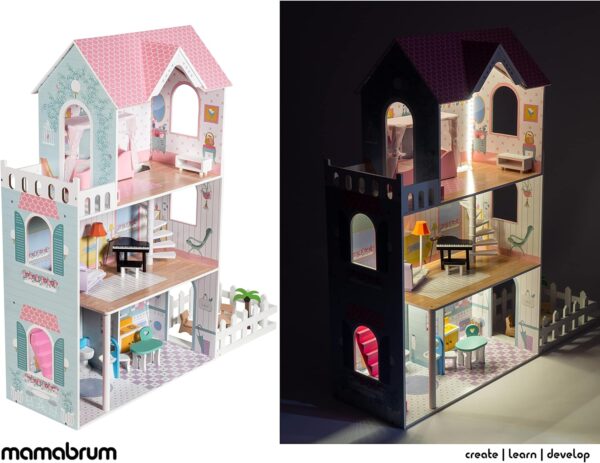 Wooden XXL Doll's House with LED Lights - Image 3