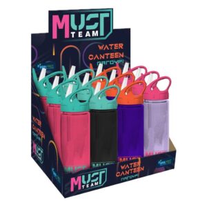 Water Canteen Must Team Plastic 500ml with Straw