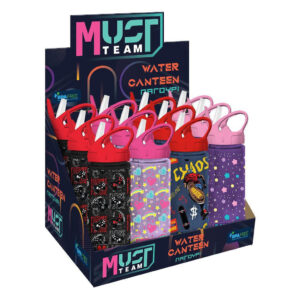 Water Bottle Plastic 500ml Assorted With Straw