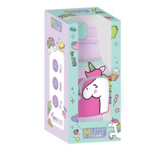 Stainless Steel Canteen 500Ml With Case & Straw Unicorn
