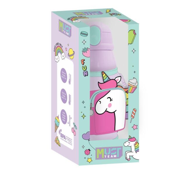 Stainless Steel Canteen 500Ml With Case & Straw Unicorn