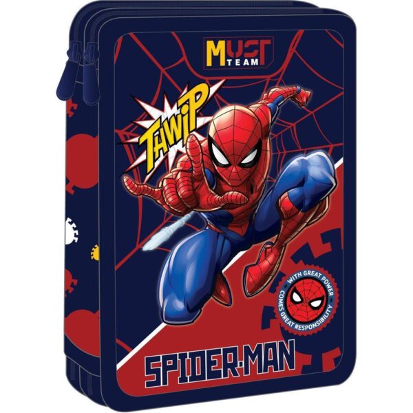 School Pencil Case Double Filled Spider
