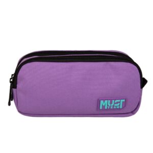 Pencil Case 2 Zippers Light Purple With Light Blue