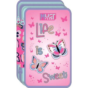 Triple Decker School Pencil Case Filled Must Team Life Is Sweet
